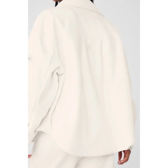 Alo Yoga Ribbed Velour Mountain Side Shacket Ivory S - Picture 5 of 13
